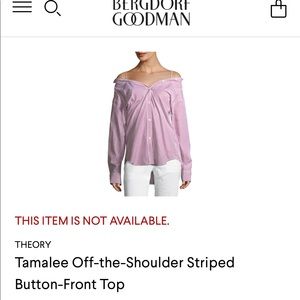 Theory off-shoulder stripped shirt
